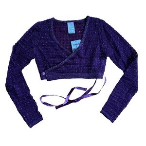 NWT Danskin Purple W/Shimmer Ballet Sweater Wrap Cardigan